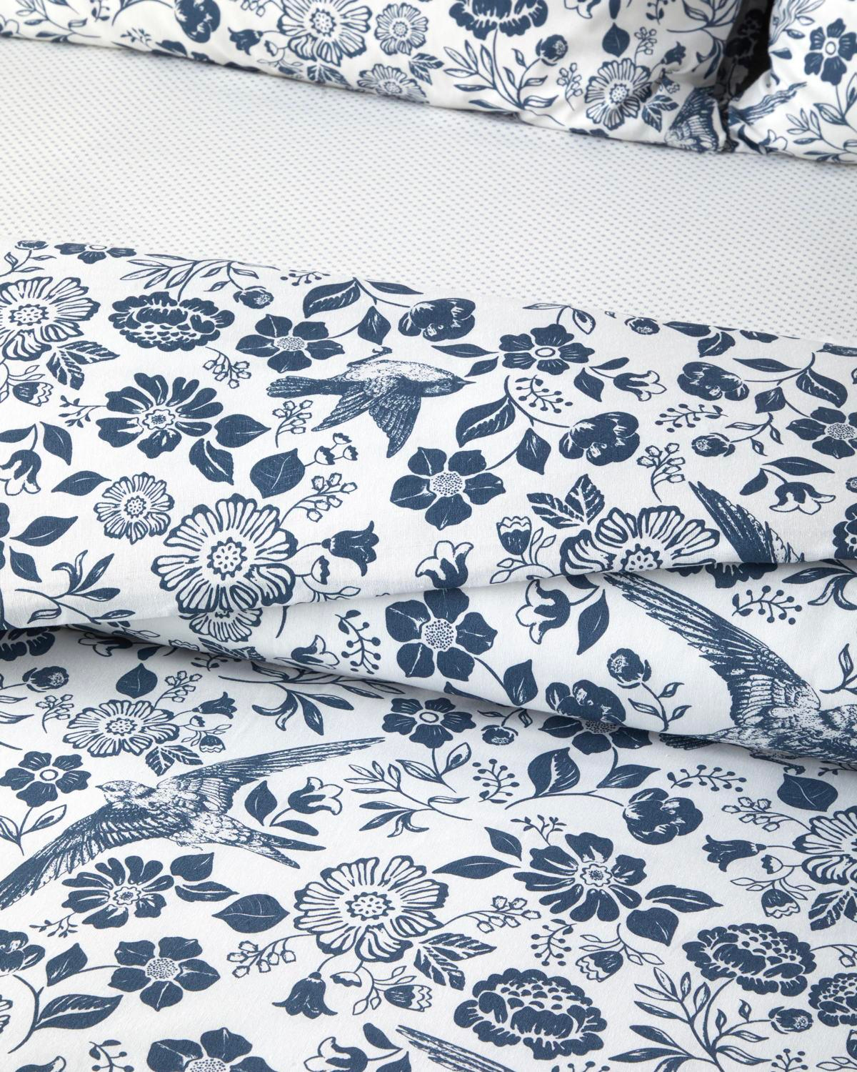 Garden Lullaby  Kolay Ütülenir Tek Kişilik Nevresim Takımı 160x220 cm Koyu Mavi