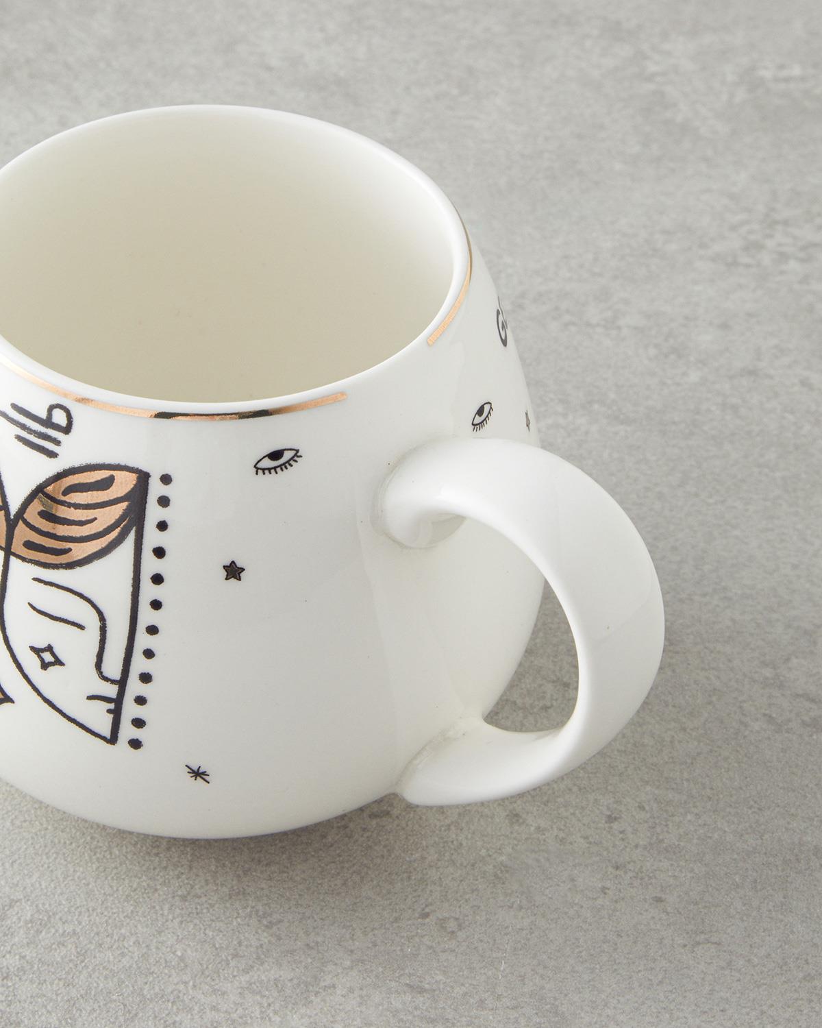 Gemini New Bone China Kupa 325 ml Siyah-Beyaz-Gold