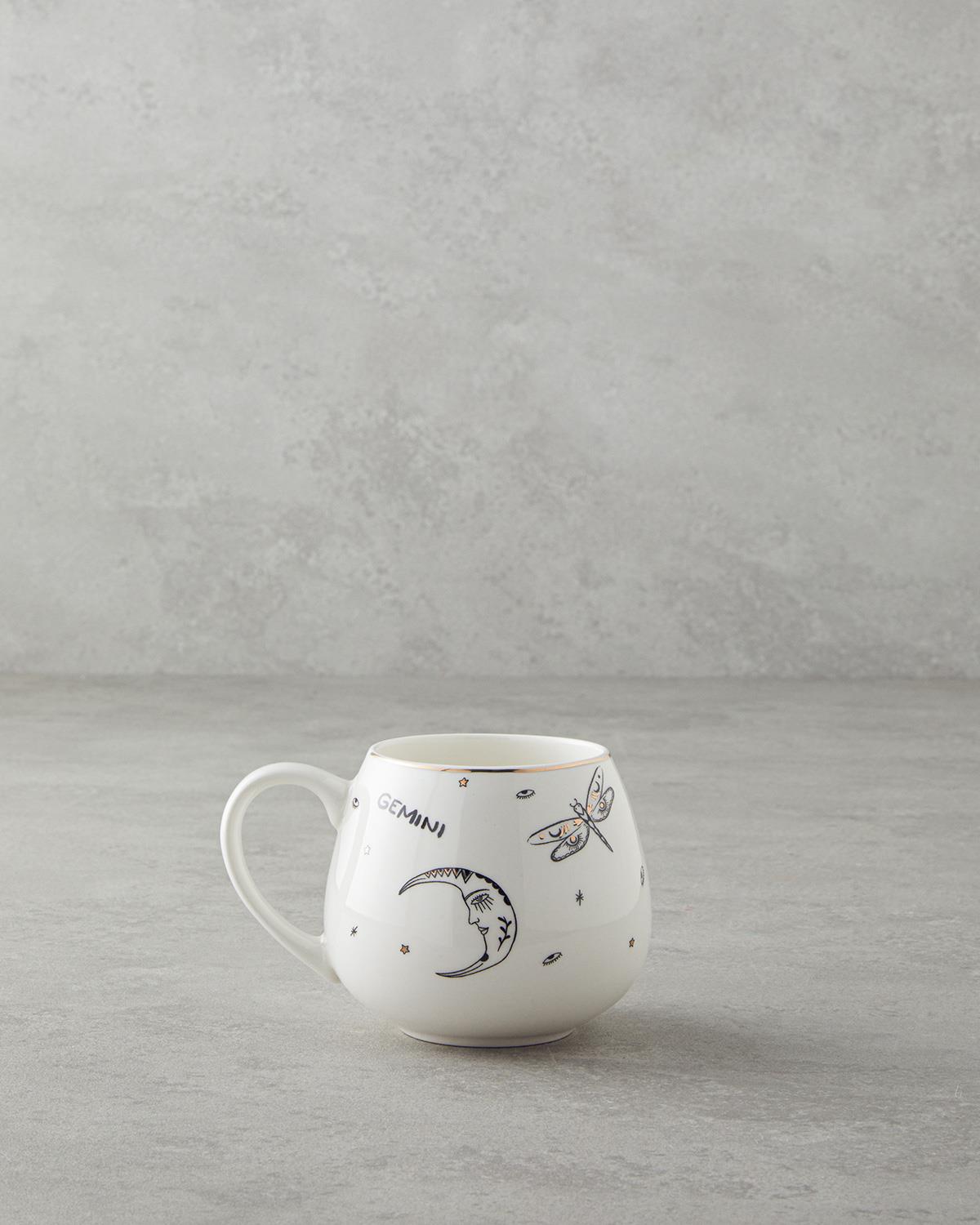 Gemini New Bone China Kupa 325 ml Siyah-Beyaz-Gold