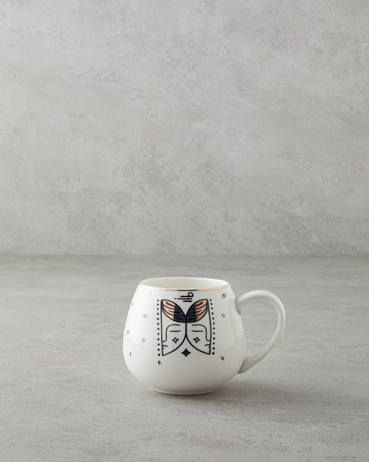 Gemini New Bone China Kupa 325 ml Siyah-Beyaz-Gold