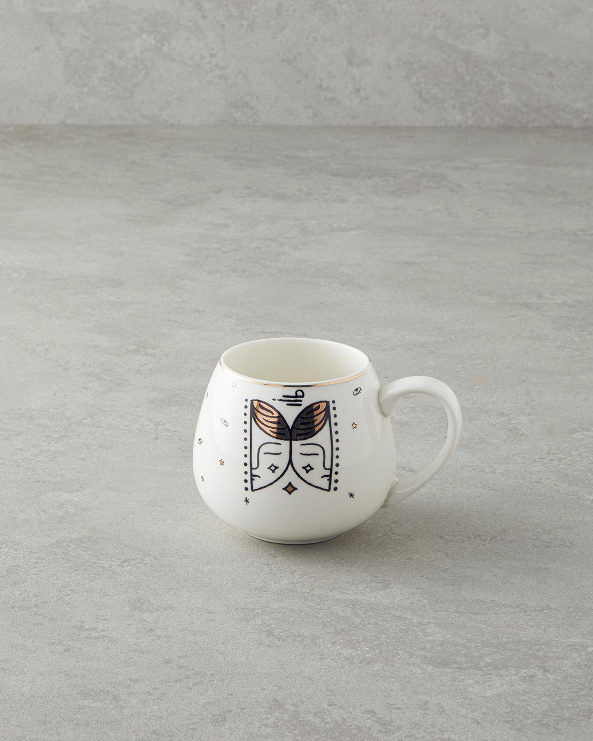 Gemini New Bone China Kupa 325 ml Siyah-Beyaz-Gold