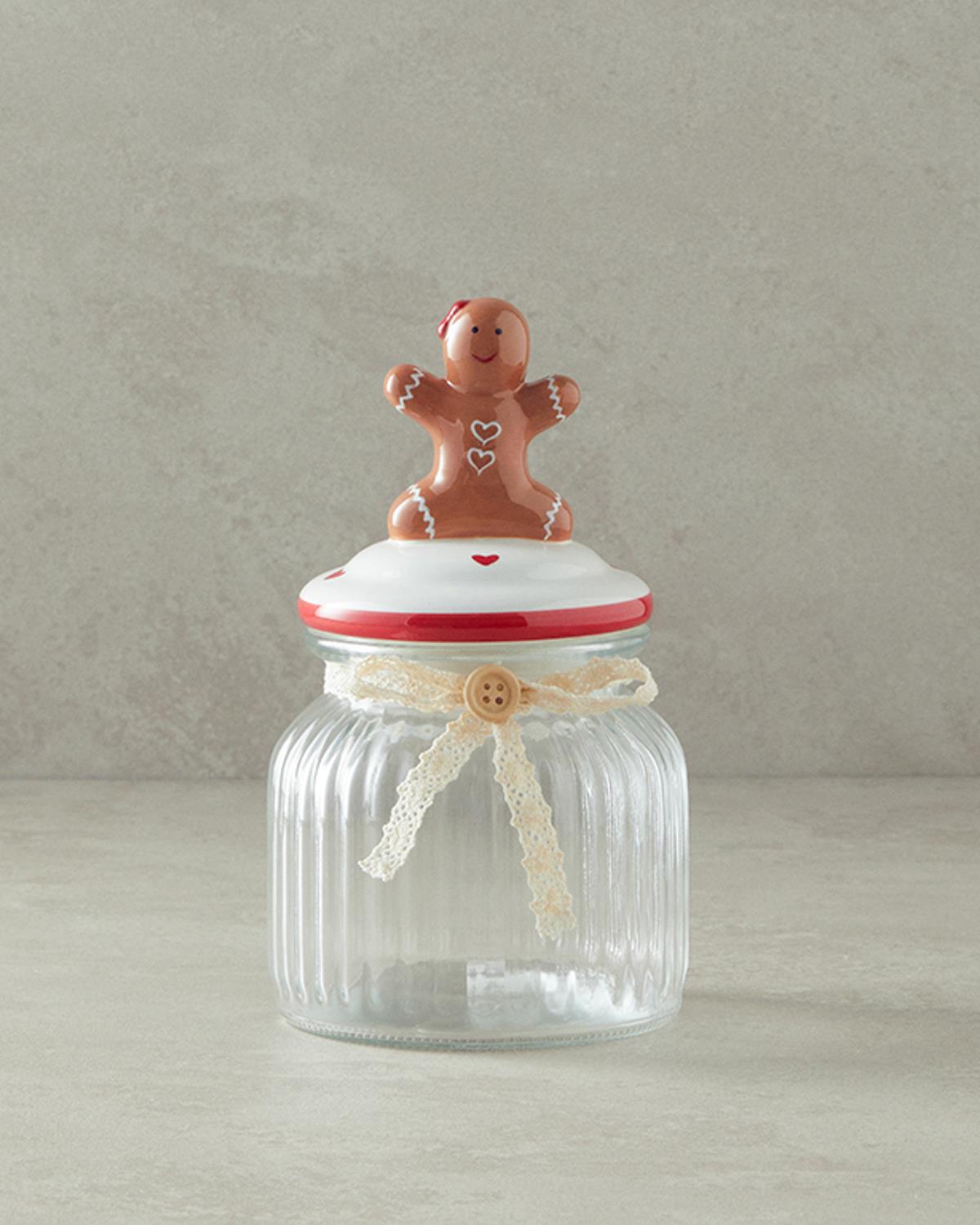 Gingerman Cam Kavanoz 600 ml Kırmızı