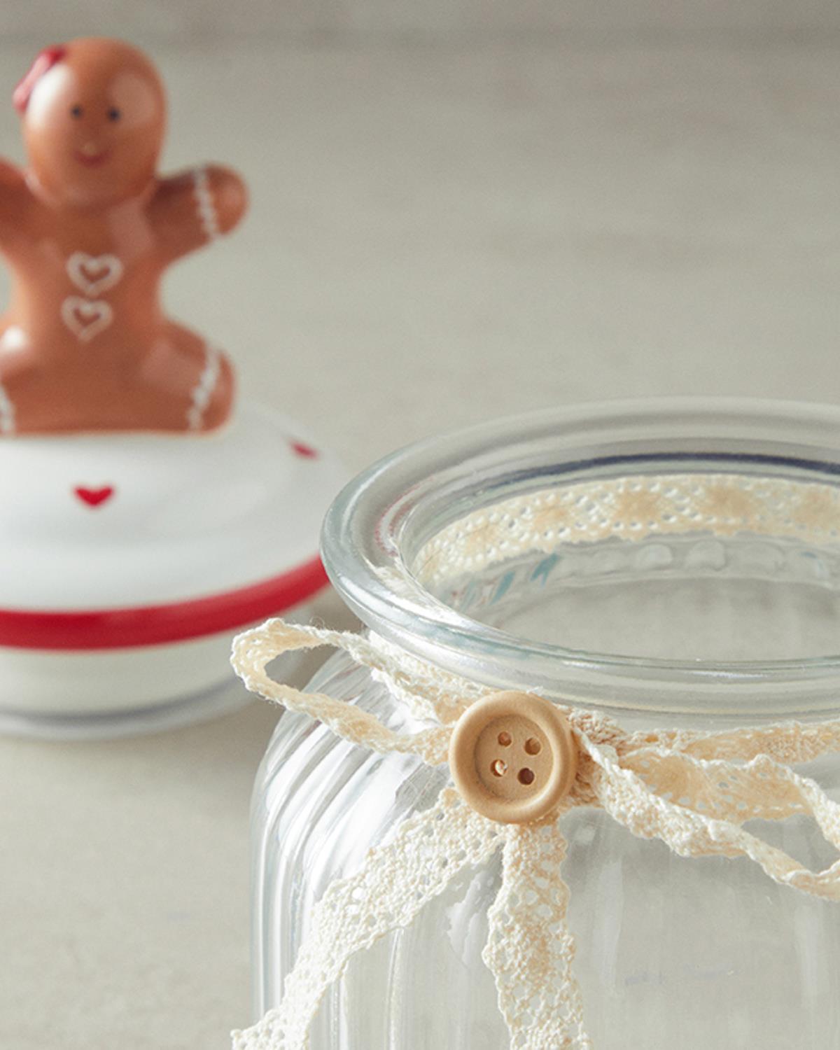Gingerman Cam Kavanoz 600 ml Kırmızı