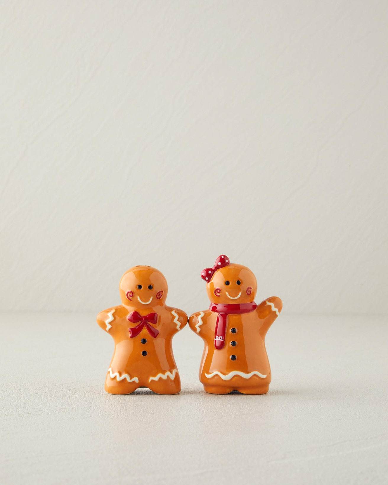 Gingerman Seramik 2'li Tuzluk - Biberlik 7x8 cm Kahverengi