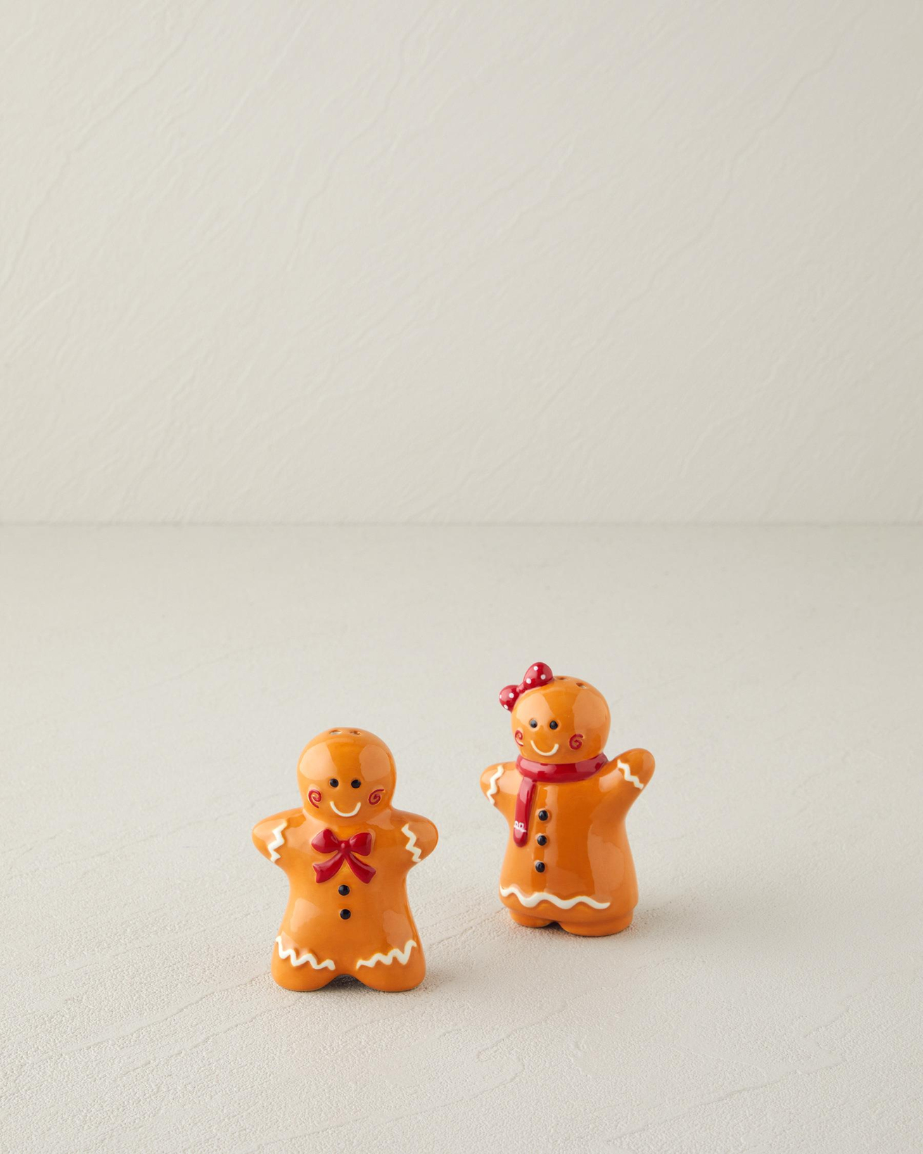 Gingerman Seramik 2'li Tuzluk - Biberlik 7x8 cm Kahverengi