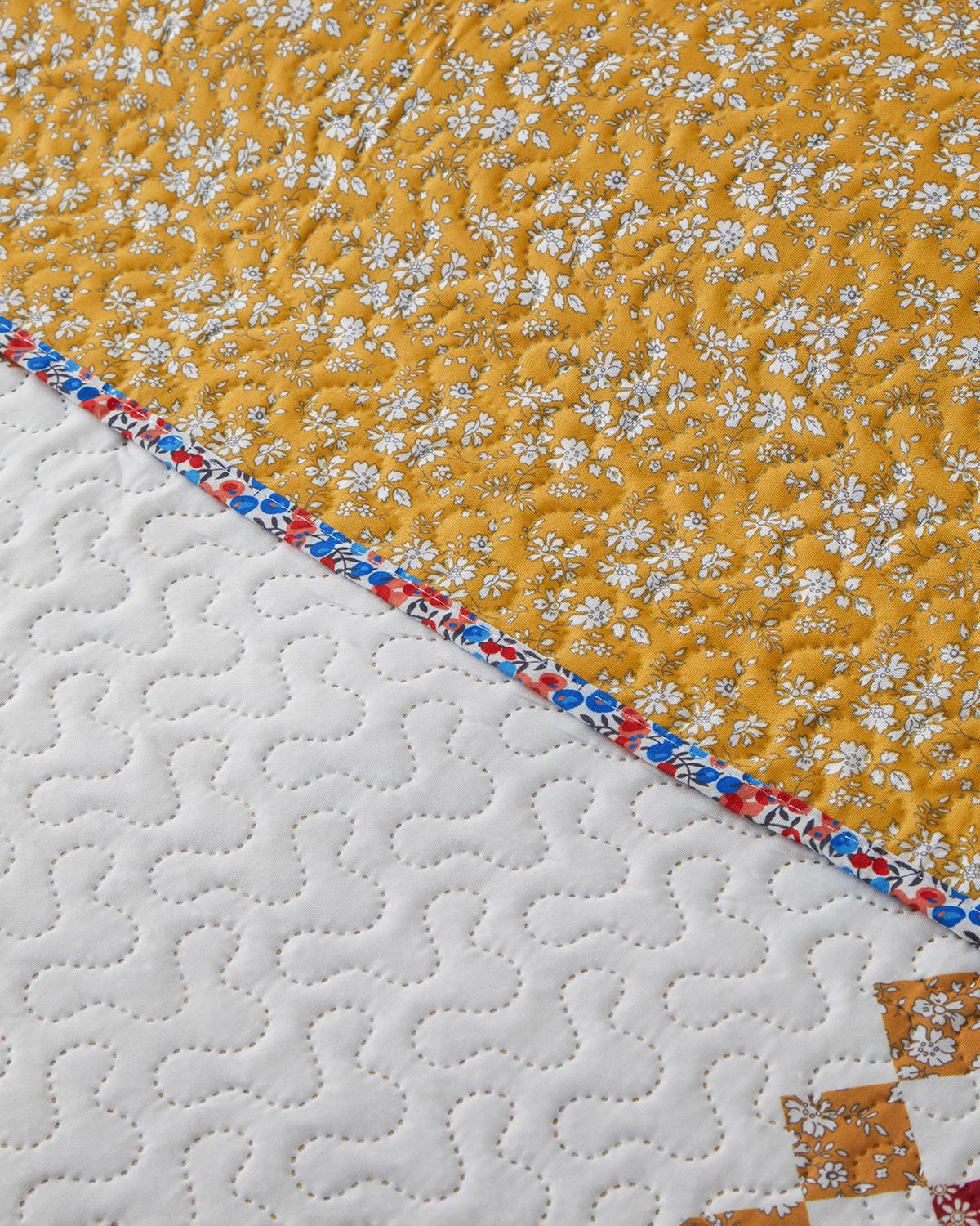 Gingham Patchwork Çok Amaçlı Çift Kişilik Yatak Örtüsü Takımı 200x220 cm Terracotta