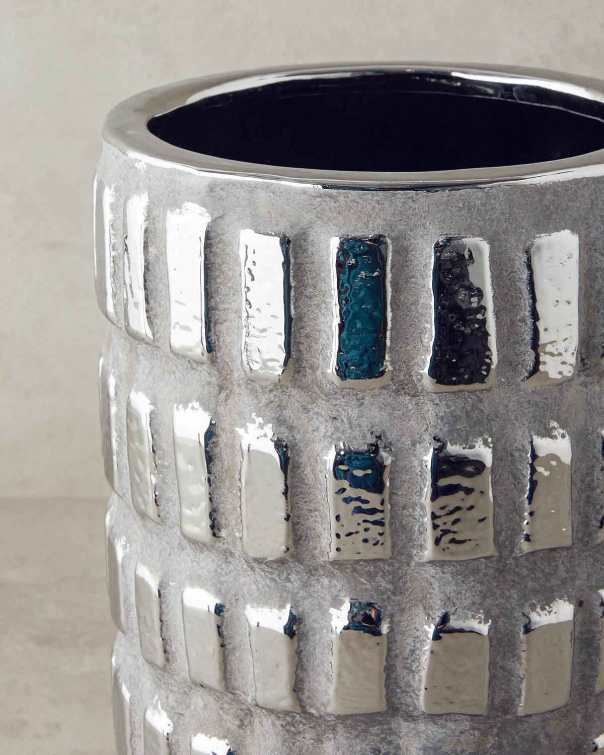 Glossy Stoneware Vazo Silver