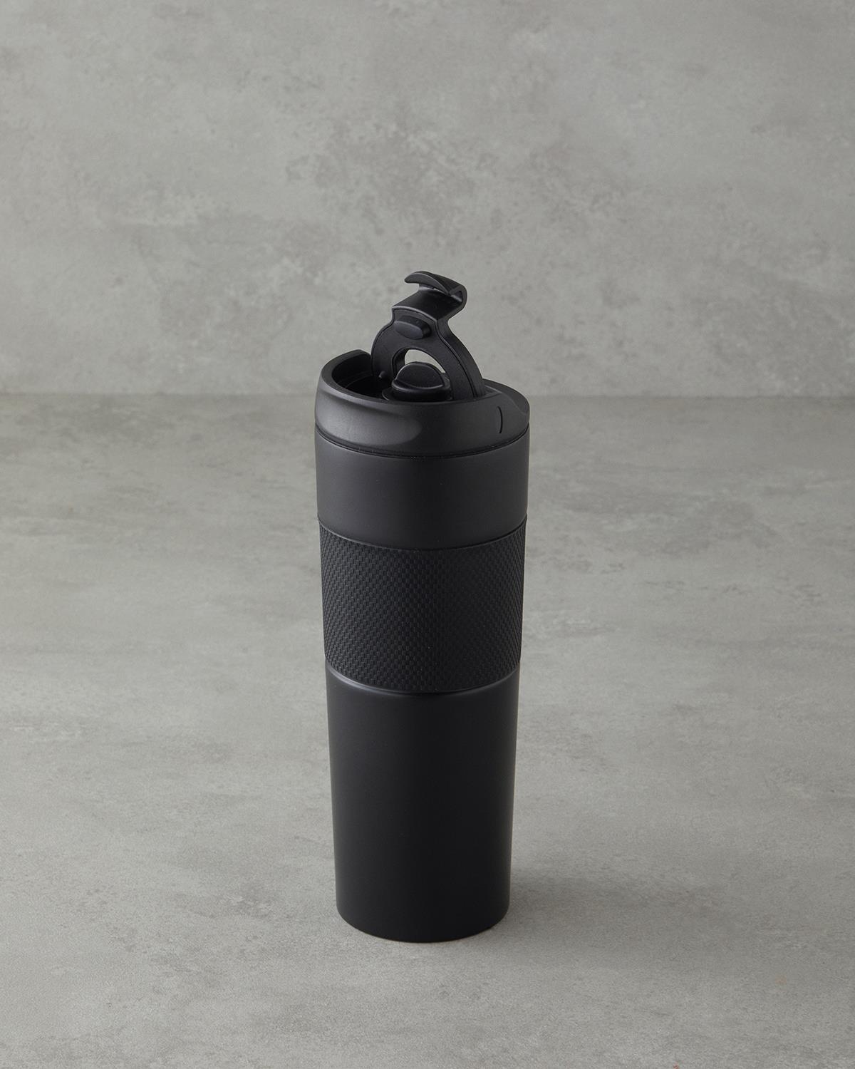 Glow Çelik French Pressli Travel Mug 450 ml Siyah