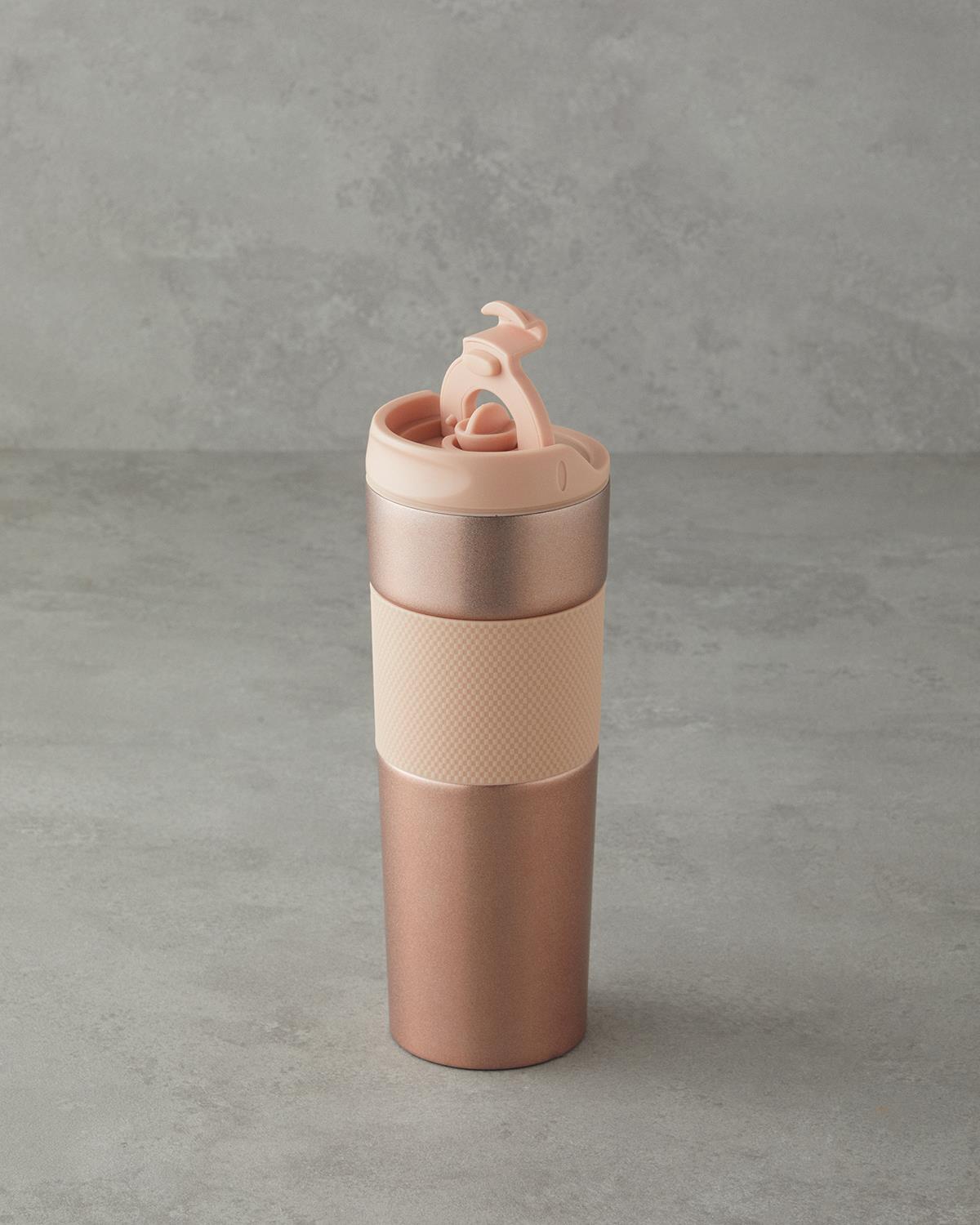 Glow Çelik French Pressli Travel Mug 450 ml Pembe
