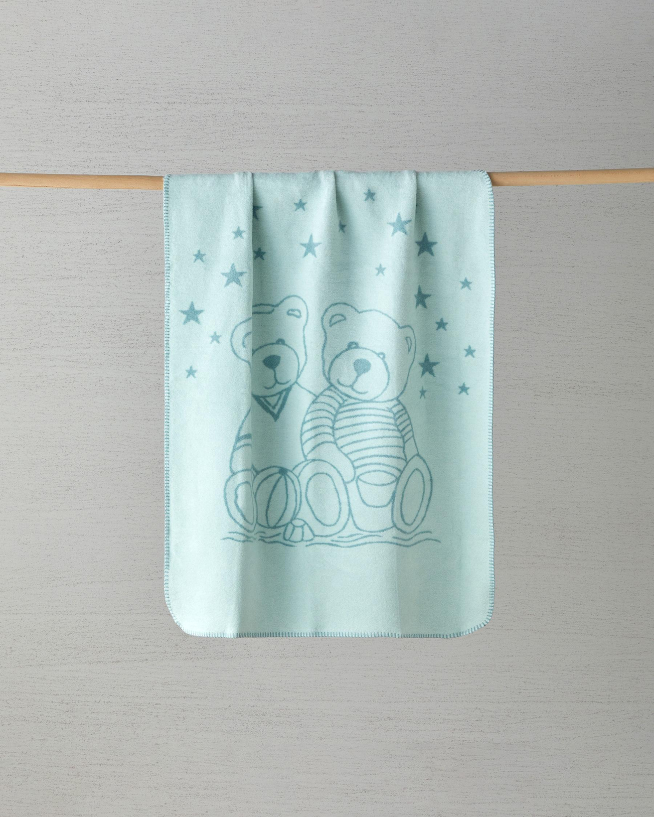 Glowing Bears Pamuklu Bebe Battaniye 100x120 cm Seledon