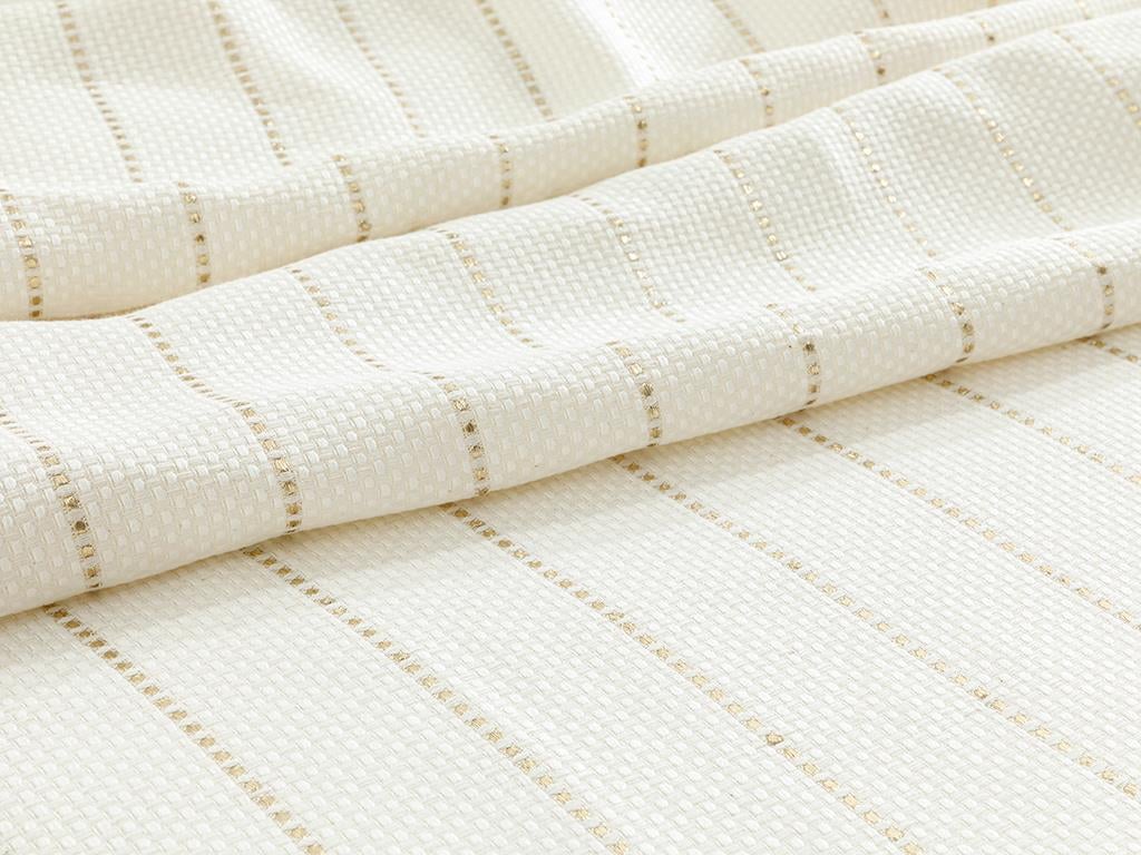 Gold Stripe Simli Pamuk Viskon Çift Kişilik Pike Seti Beyaz – Gold