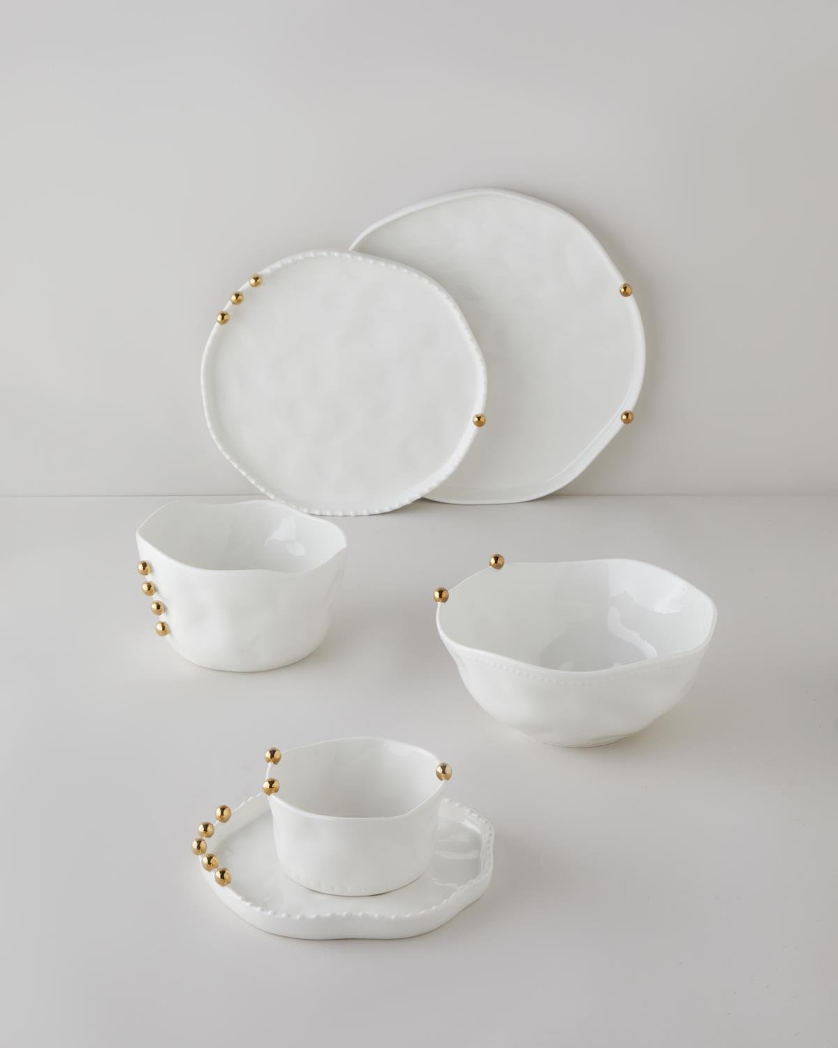 Golden Gleam Porselen Supla 34 cm Beyaz-Gold