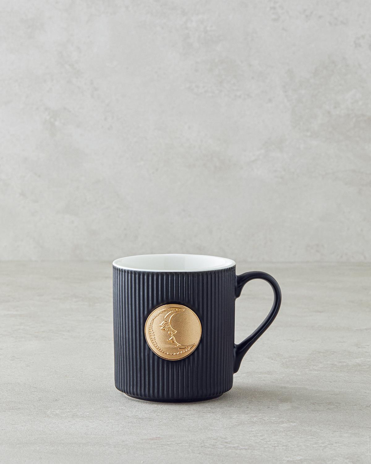 Goldie Moon New Bone China Kupa 370 ml Siyah-Gold
