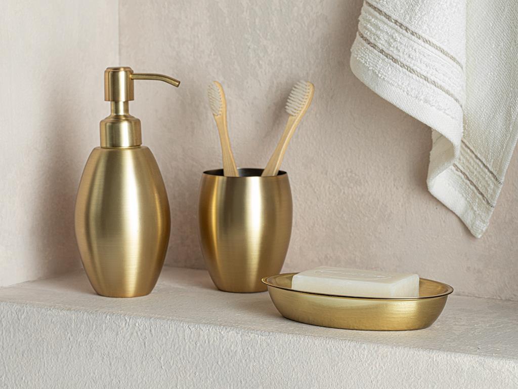 Goldness Paslanmaz Çelik 3'lü Banyo Seti Gold