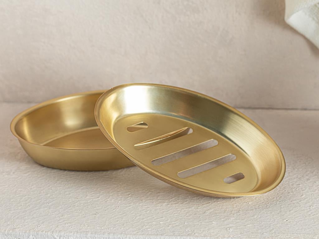 Goldness Paslanmaz Çelik 3'lü Banyo Seti Gold