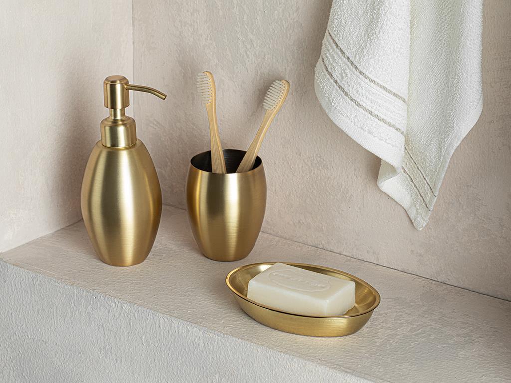 Goldness Paslanmaz Çelik 3'lü Banyo Seti Gold