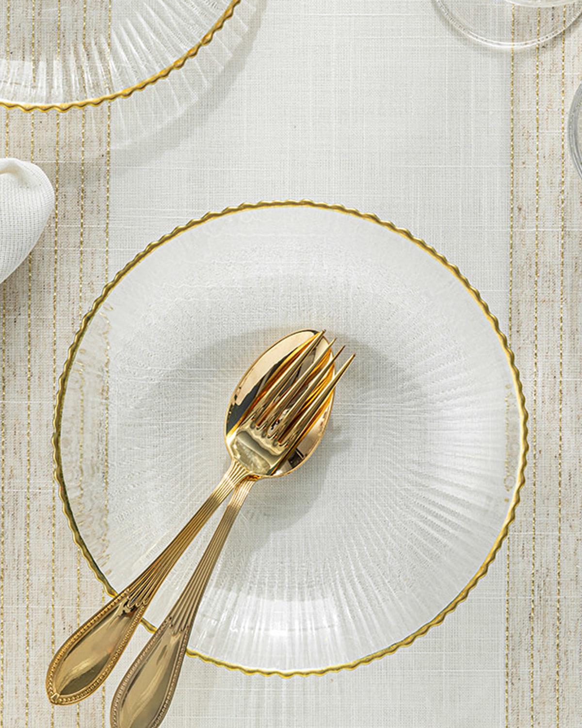 Graceful Cam Çukur Yemek Tabağı 21 cm Gold