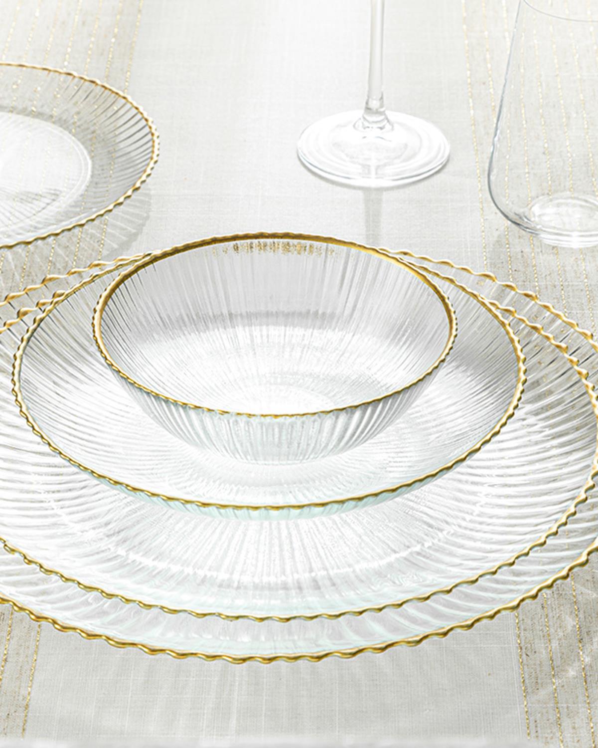 Graceful Cam Pasta Tabağı Gold