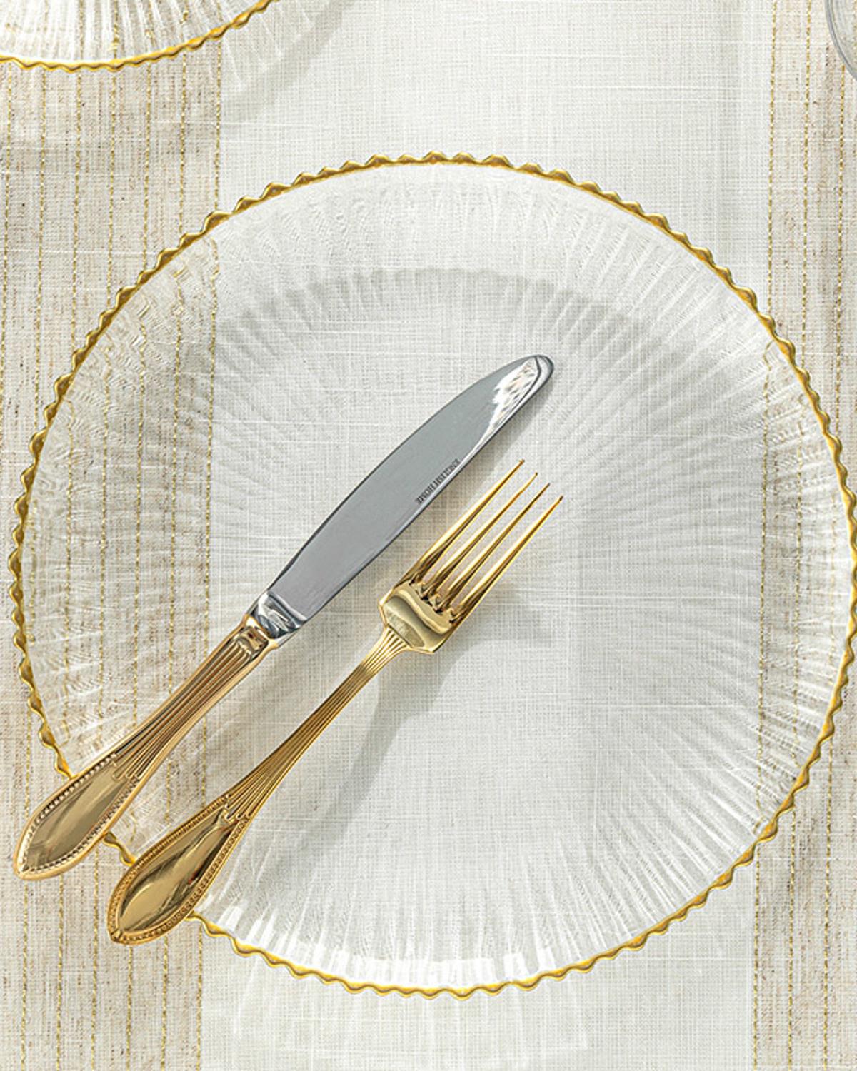 Graceful Cam Pasta Tabağı Gold
