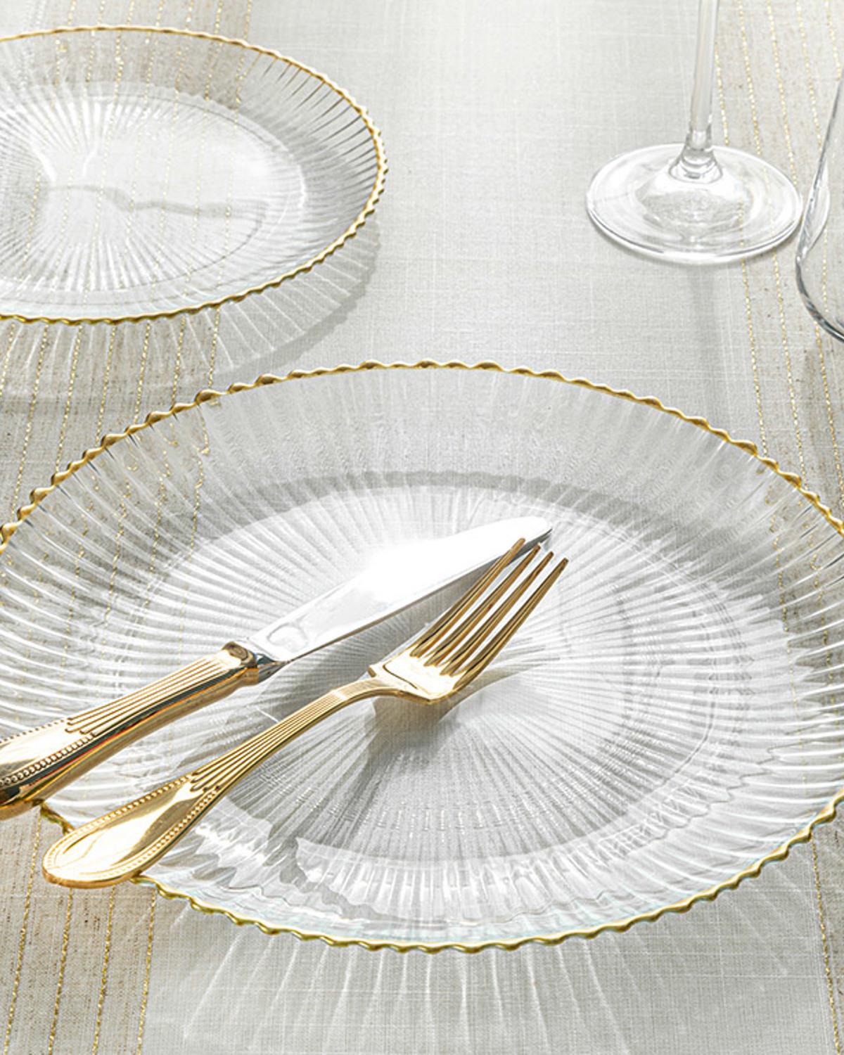 Graceful Cam Pasta Tabağı Gold