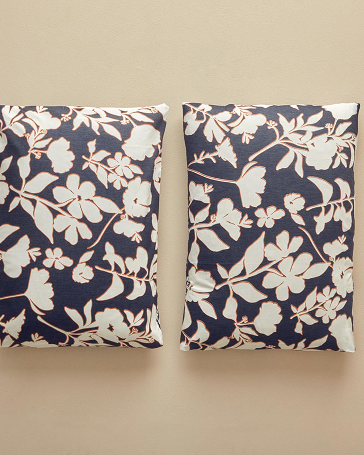 Grandiflora Dijital Baskılı Soft Cotton 2'li Yastık Kılıfı Antrasit- Terracotta
