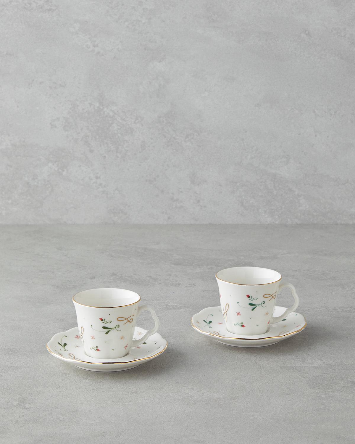 Greena Bone Porselen 4 Parça 2 Kişilik Kahve Fincan Takımı 80 ml Renkli