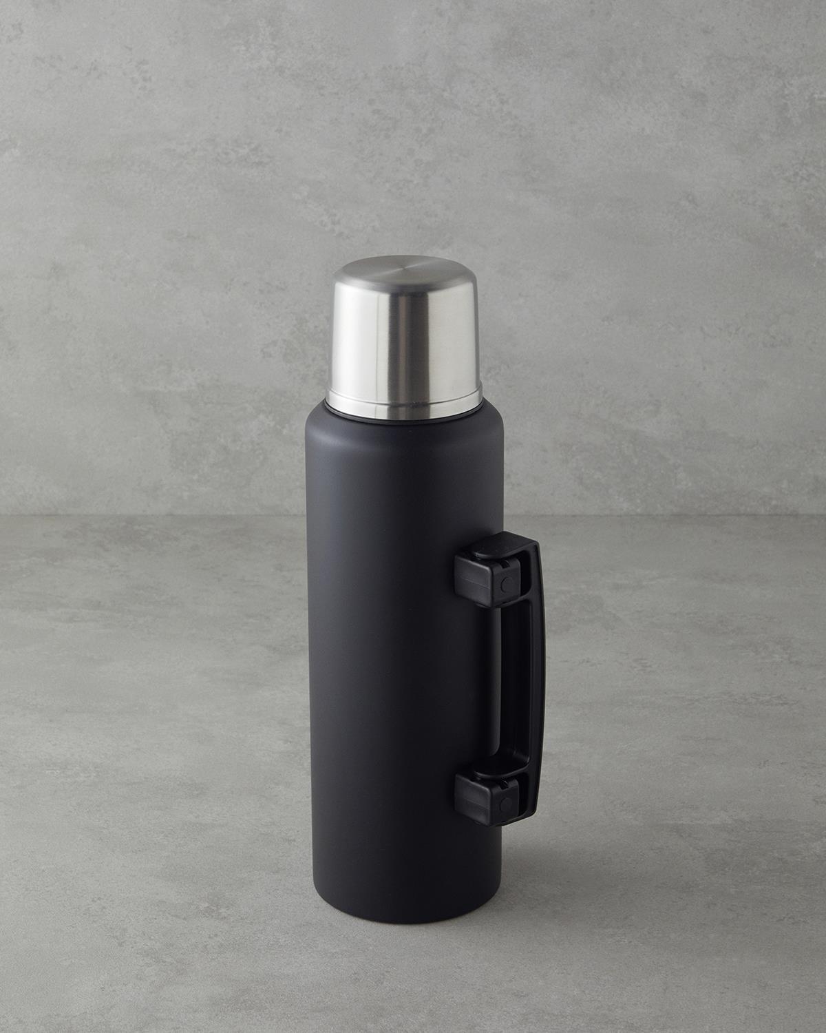 HeatLock Çelik Bardaklı Termos 1,5L Siyah