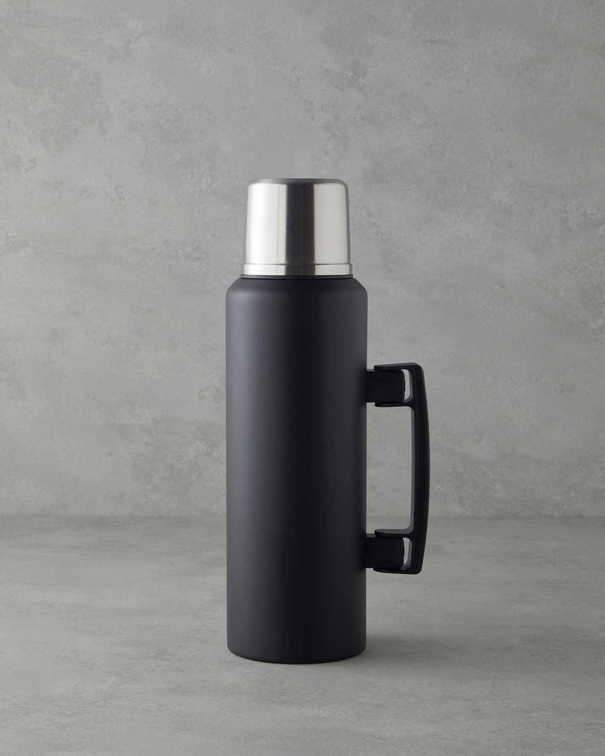 HeatLock Çelik Bardaklı Termos 1,5L Siyah