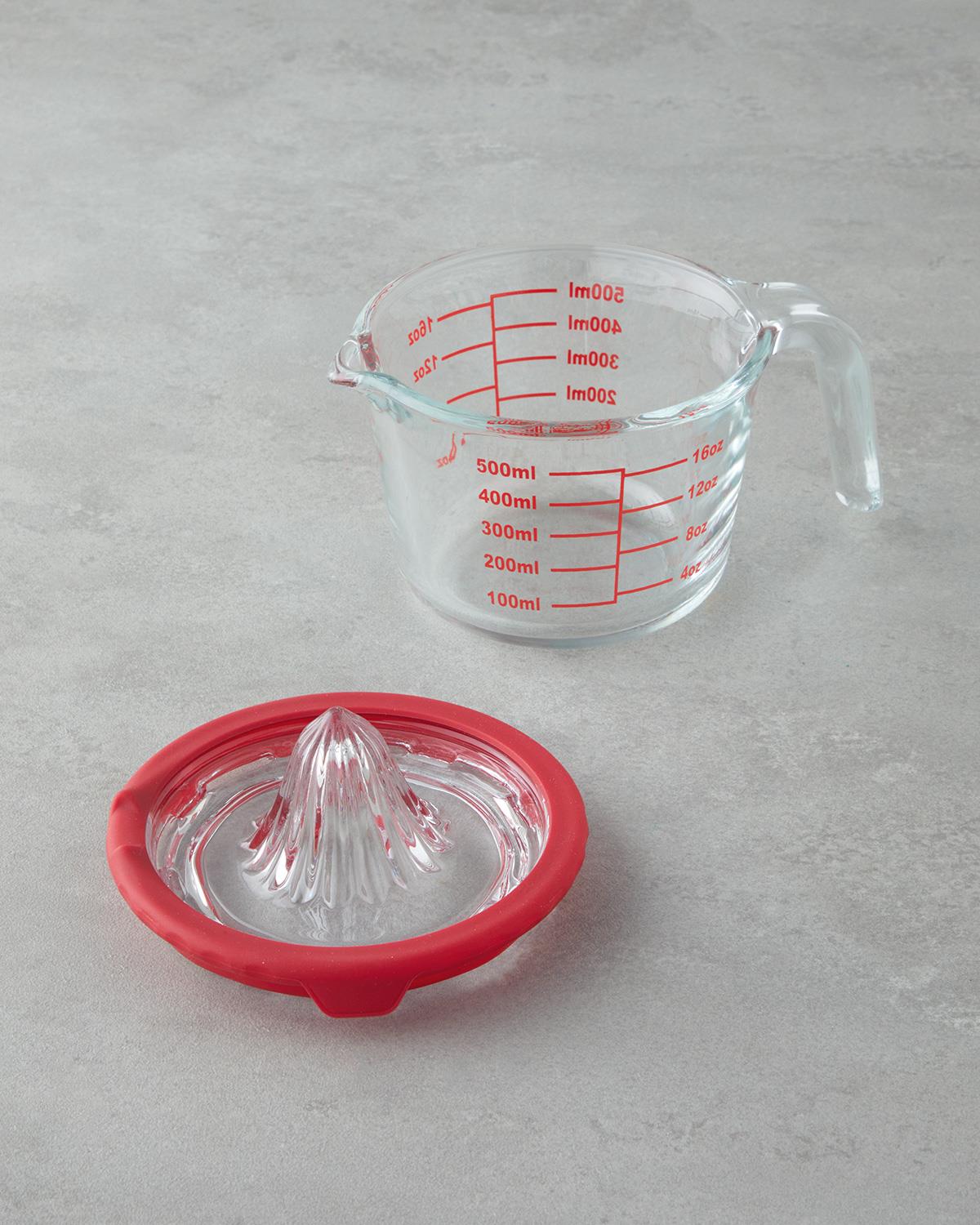 Hecha Cam Narenciye Sıkacaklı Ölçü Kabı Mutfak Gereci 500 ml Kırmızı