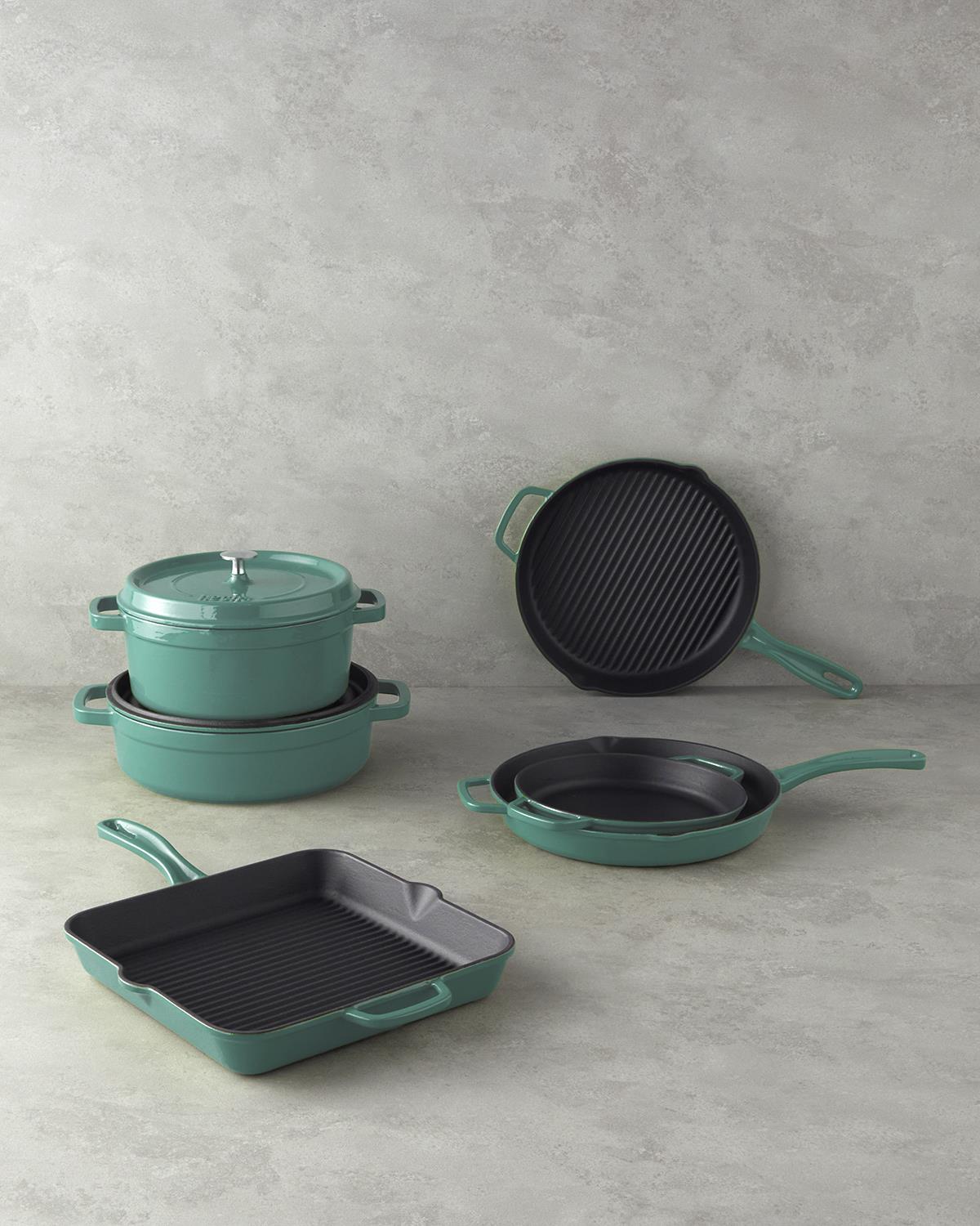 Hecha Demir Döküm Derin Tencere 24 cm Biberiye Yeşili