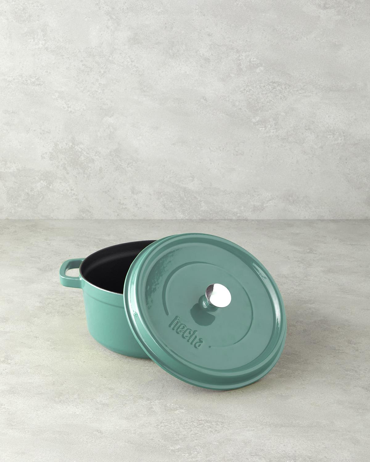 Hecha Demir Döküm Derin Tencere 24 cm Biberiye Yeşili