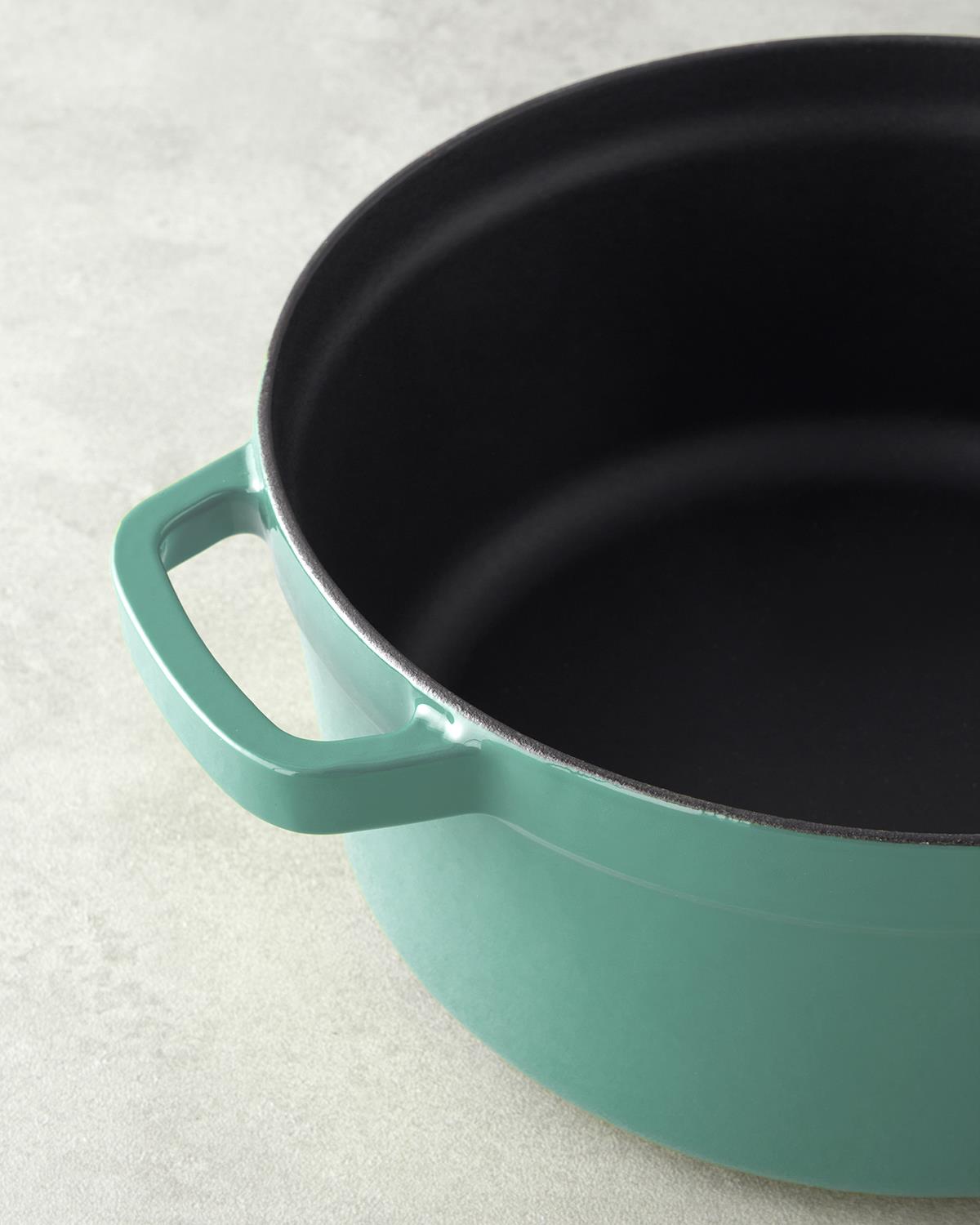 Hecha Demir Döküm Derin Tencere 24 cm Biberiye Yeşili