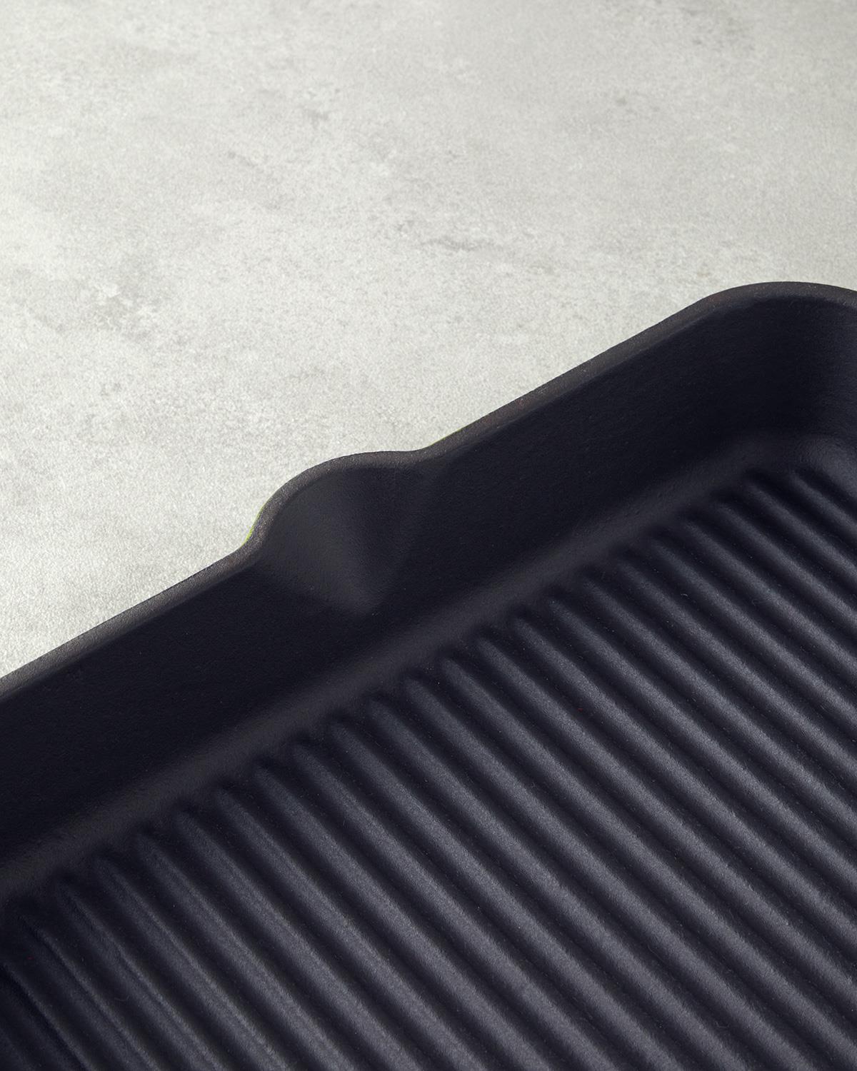 Hecha Demir Döküm Kare Grill Tava 28 cm Yeşil
