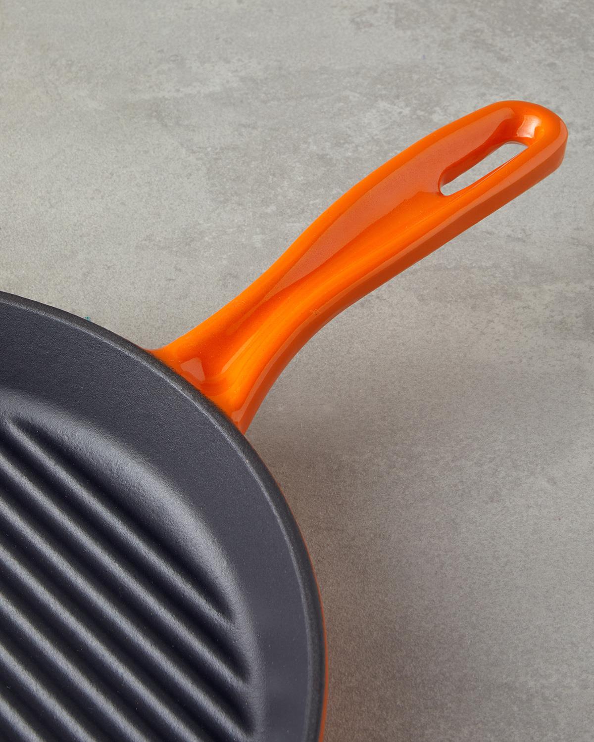 Hecha Demir Döküm Kare Izgara Tava 28 cm Turuncu