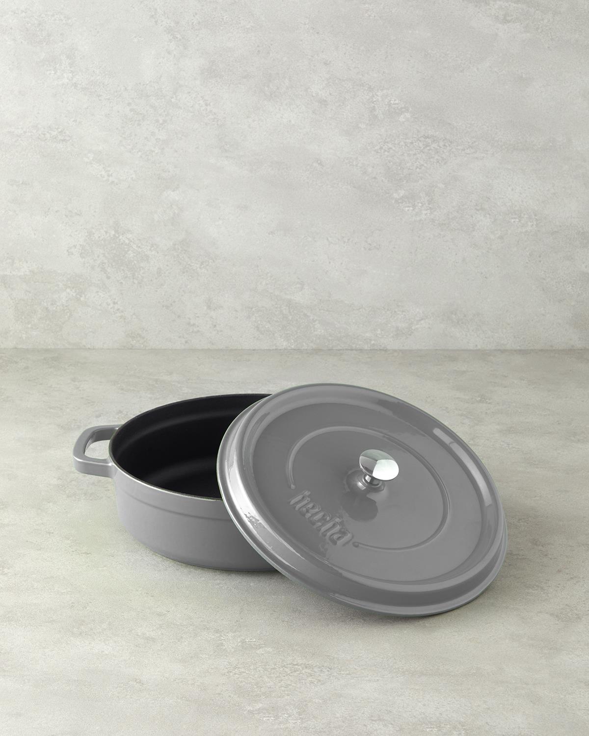 Hecha Demir Döküm Sığ Tencere 28 cm Gri