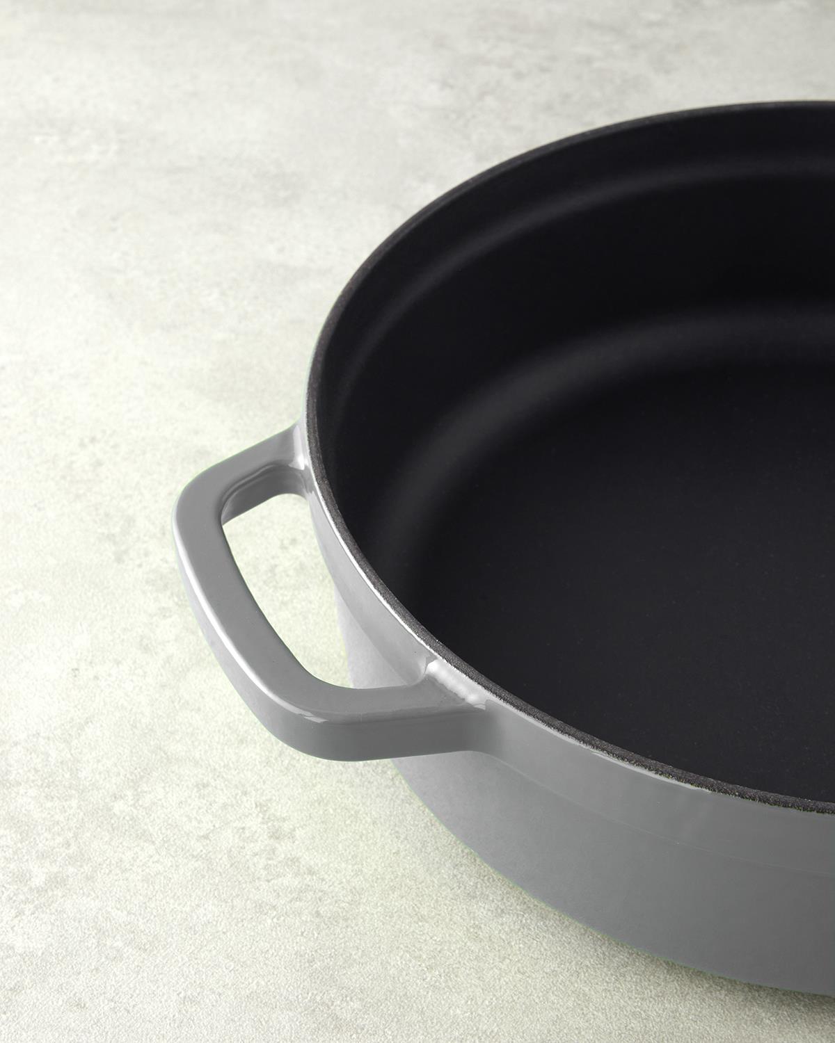 Hecha Demir Döküm Sığ Tencere 28 cm Gri