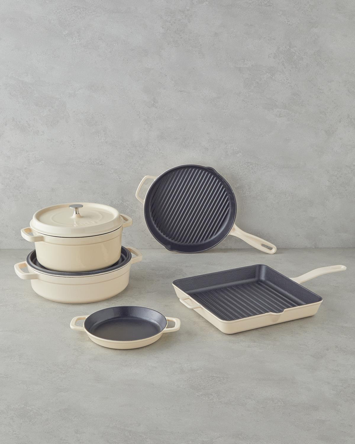 Hecha Demir Döküm Sığ Tencere 28 cm Krem