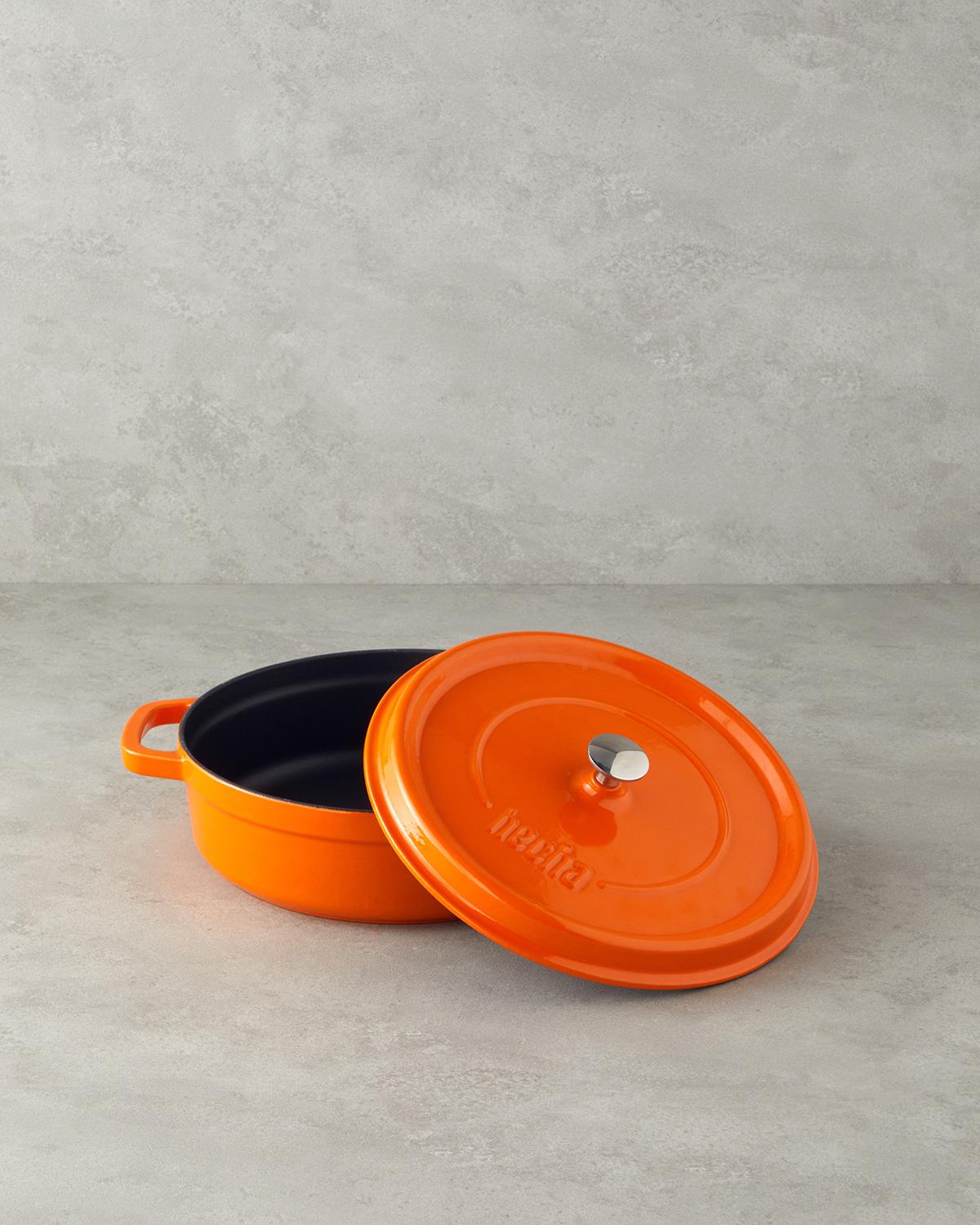 Hecha Demir Döküm Sığ Tencere 28 cm Turuncu