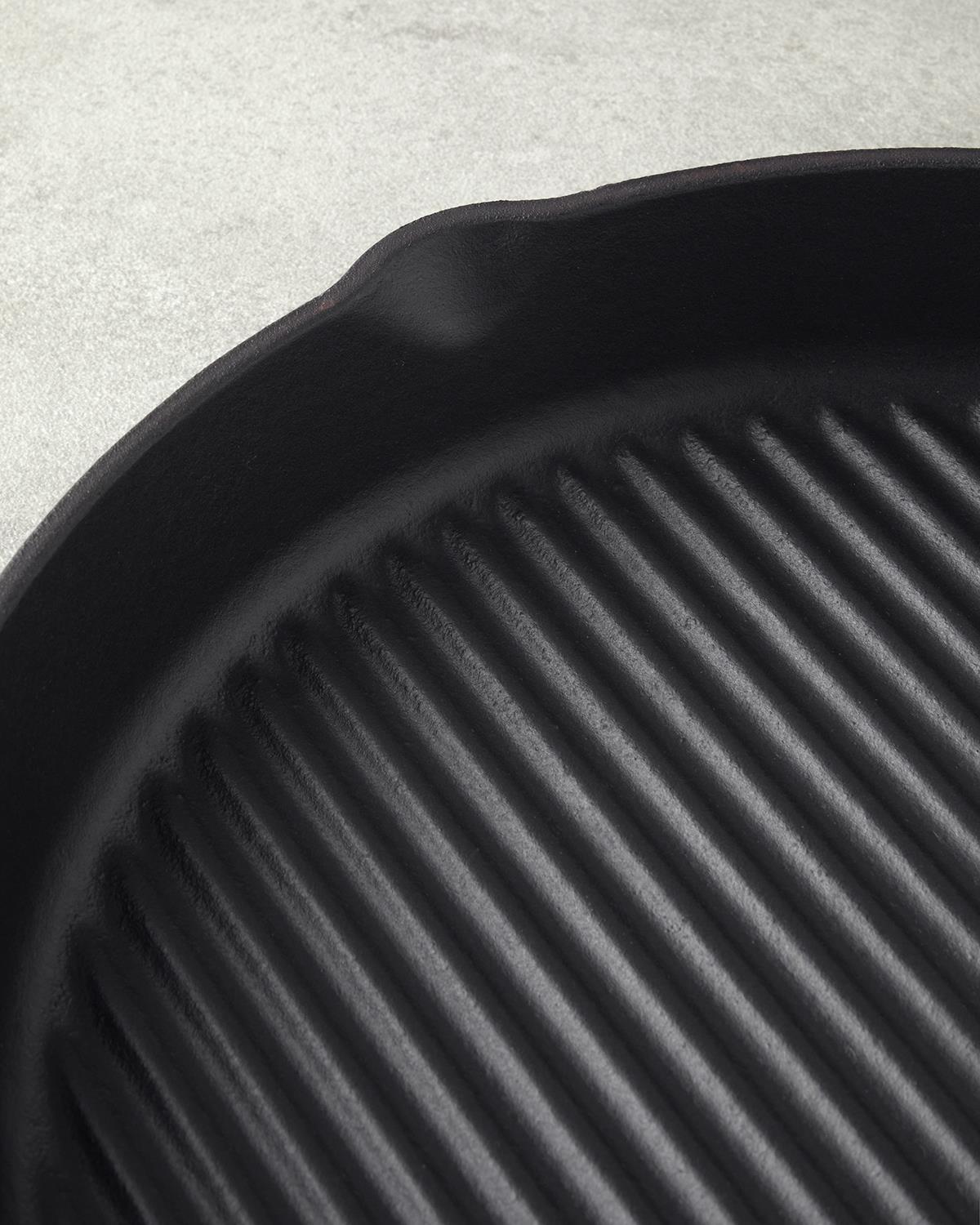 Hecha Demir Döküm Yuvarlak Grill Tava 28x4 cm Gri