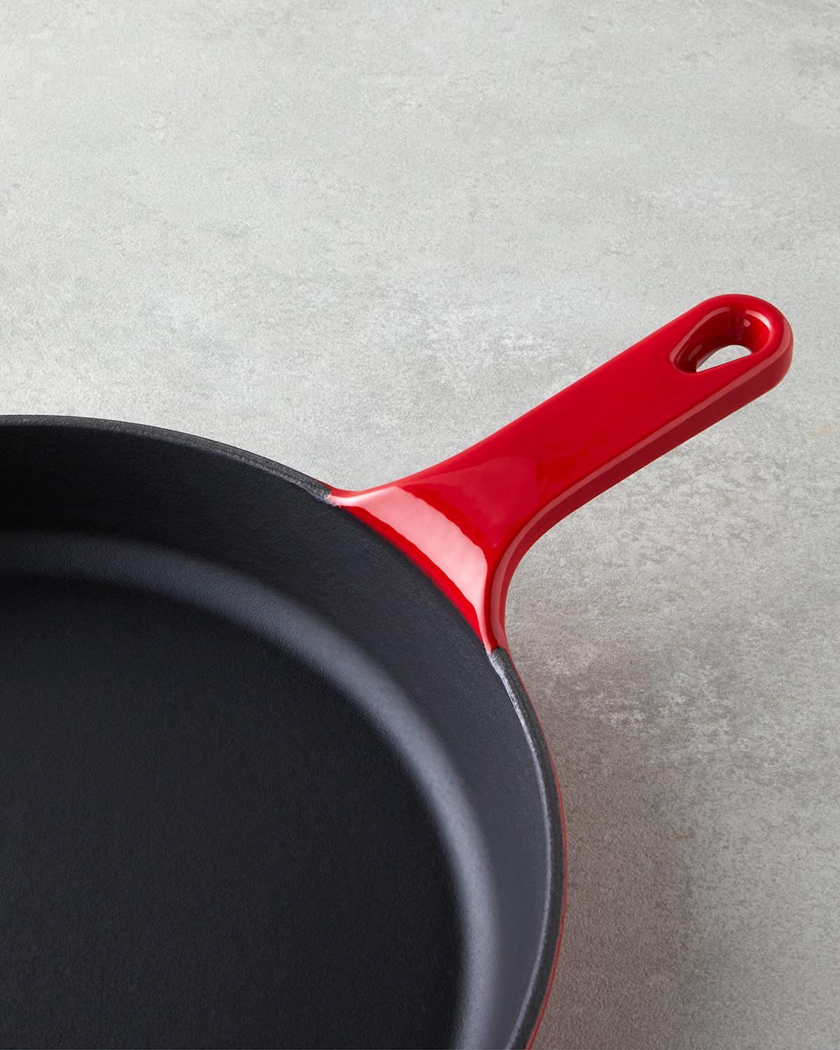 Hecha Demir Döküm Yuvarlak Tava Kırmızı