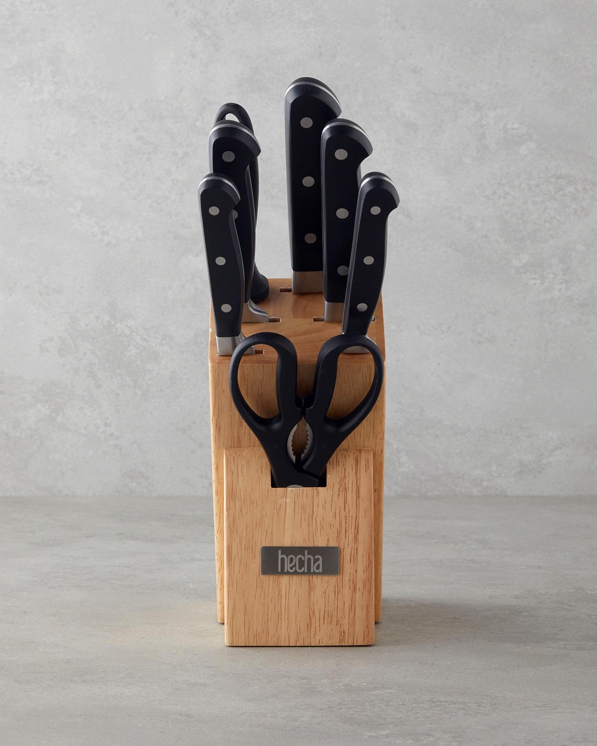 Hecha Master Paslanmaz Çelik 8 Parça Bıçak 34.5x34x33.5x24.5x21 cm Siyah