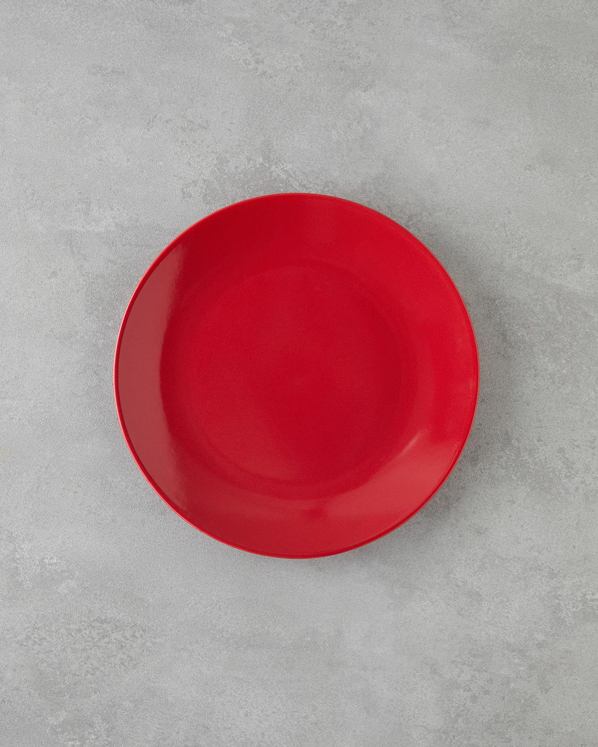 Hecha Seramik Yemek Takımı 4 Parça Tek Kişilik Kırmızı