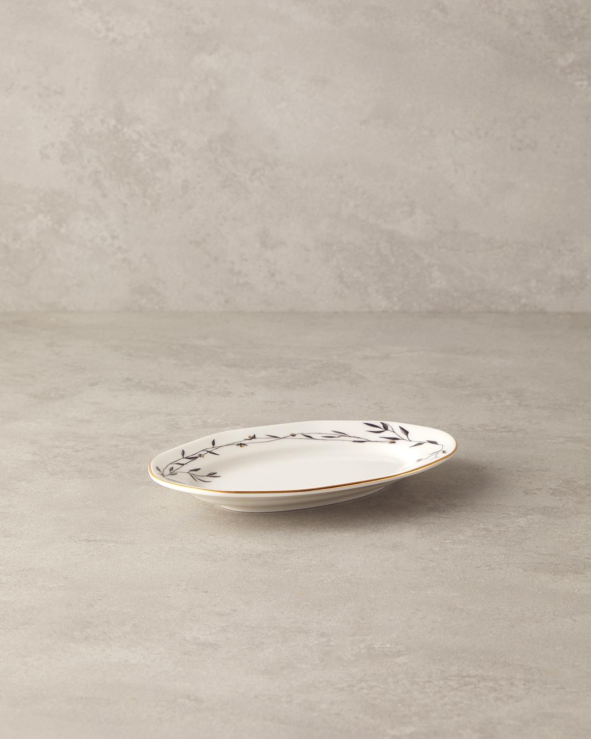 Hera Porselen Kayık Tabak 20 cm Gold