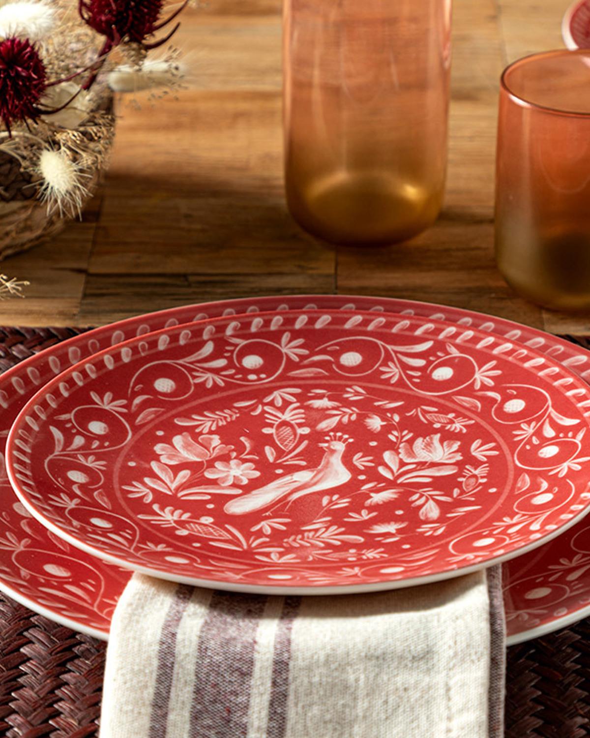 Hermosa Porselen Pasta Tabağı 20 cm Kırmızı