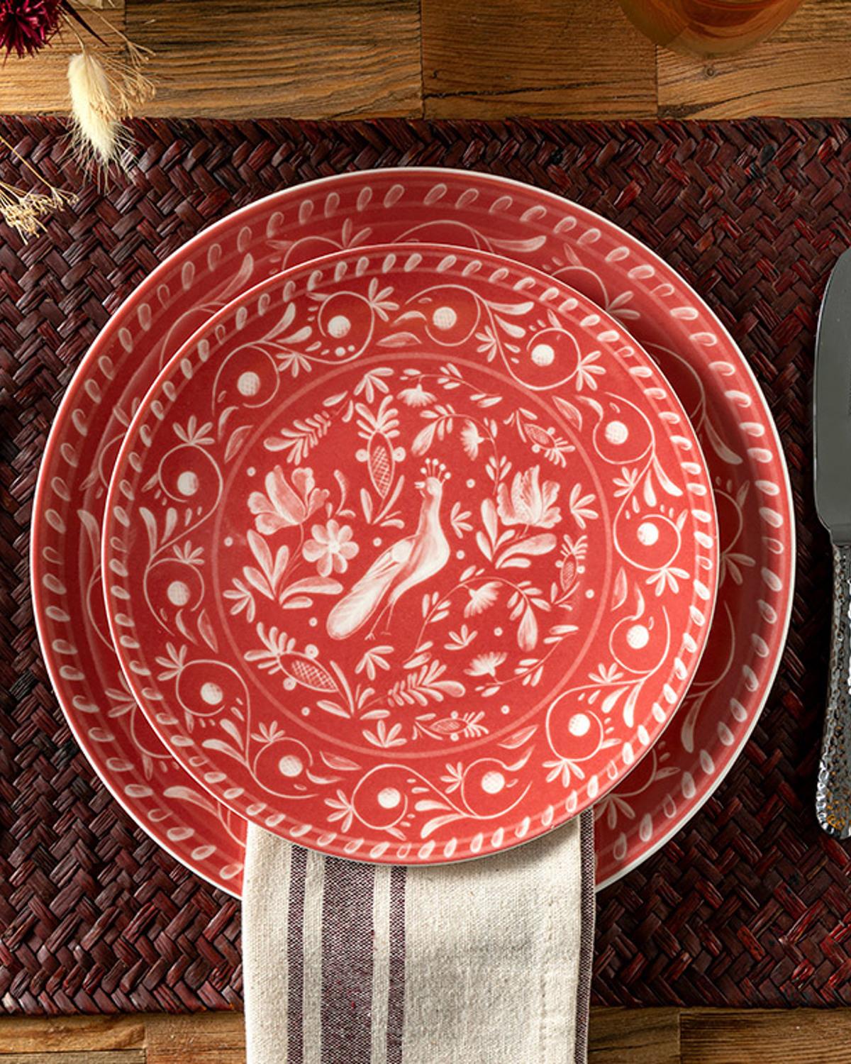 Hermosa Porselen Pasta Tabağı 20 cm Kırmızı