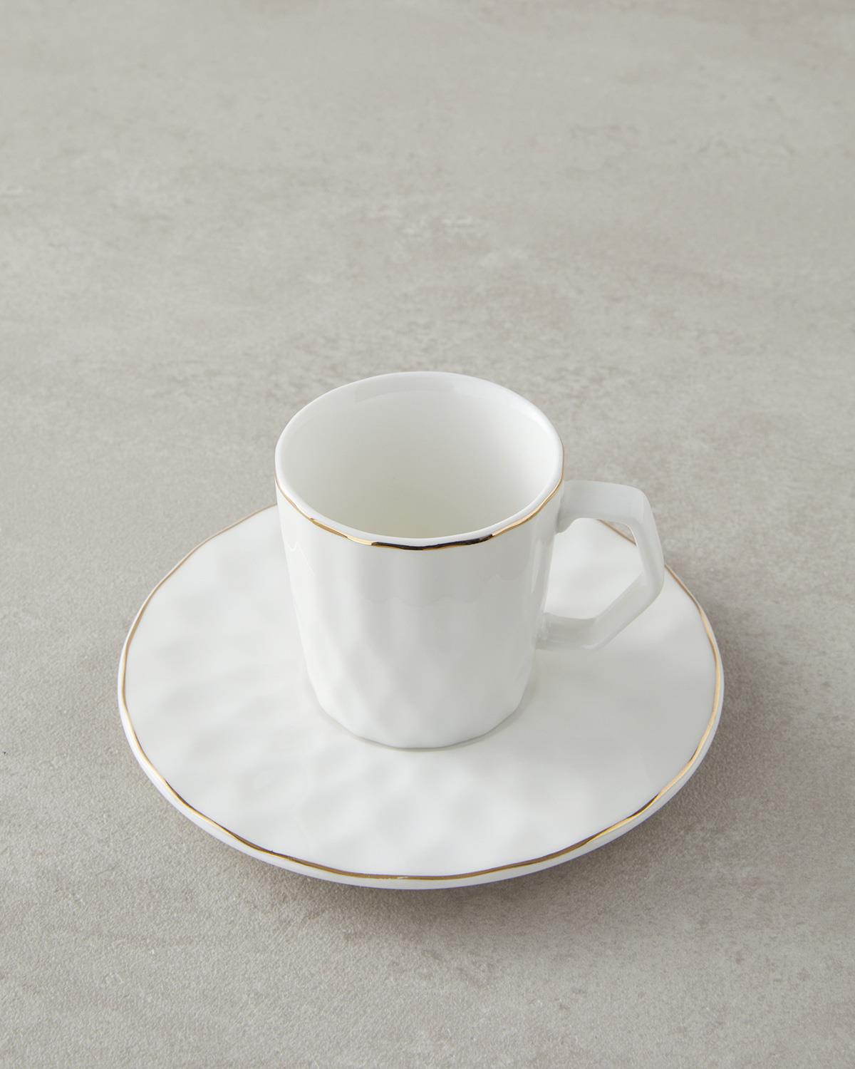 Hestia New Bone China 4 Parça 2 Kişilik Kahve Fincan Takımı Beyaz