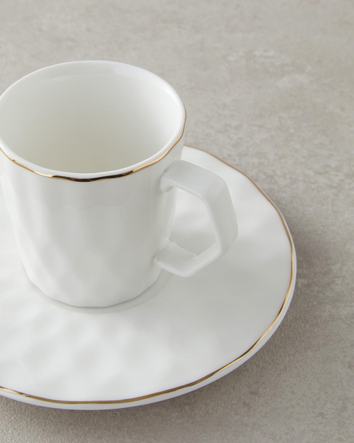 Hestia New Bone China 4 Parça 2 Kişilik Kahve Fincan Takımı Beyaz