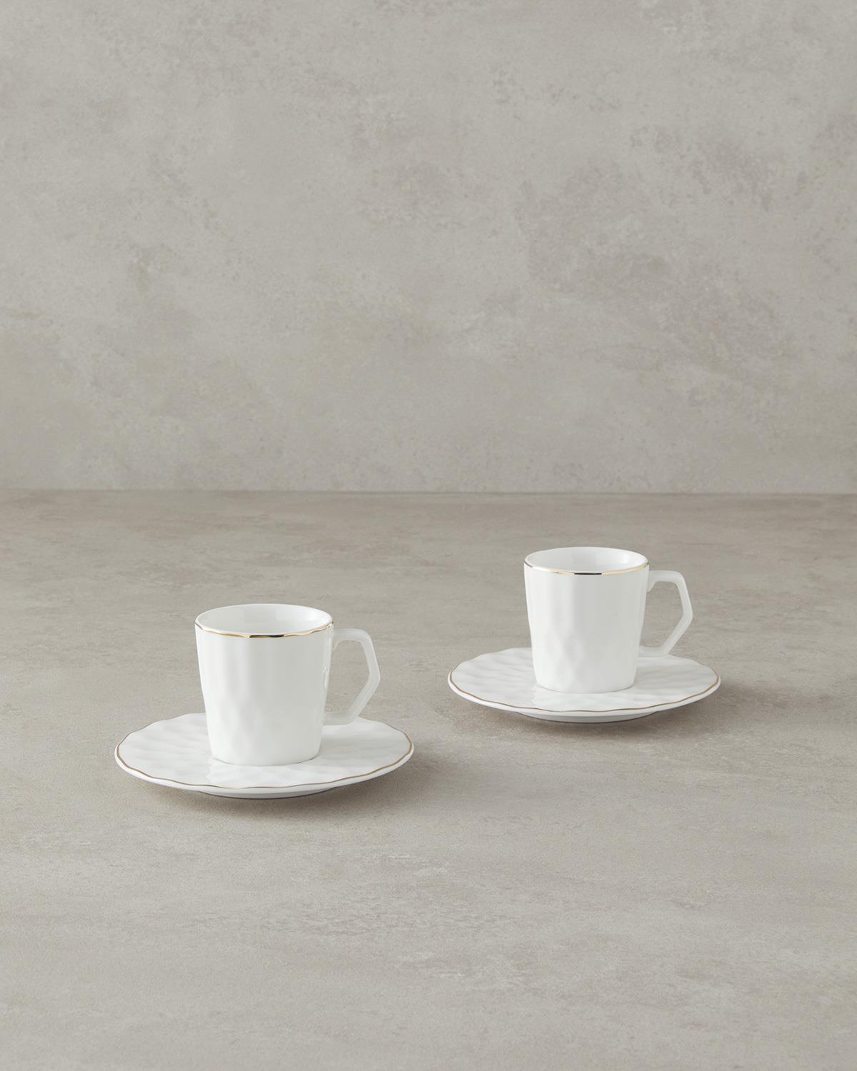 Hestia New Bone China 4 Parça 2 Kişilik Kahve Fincan Takımı Beyaz