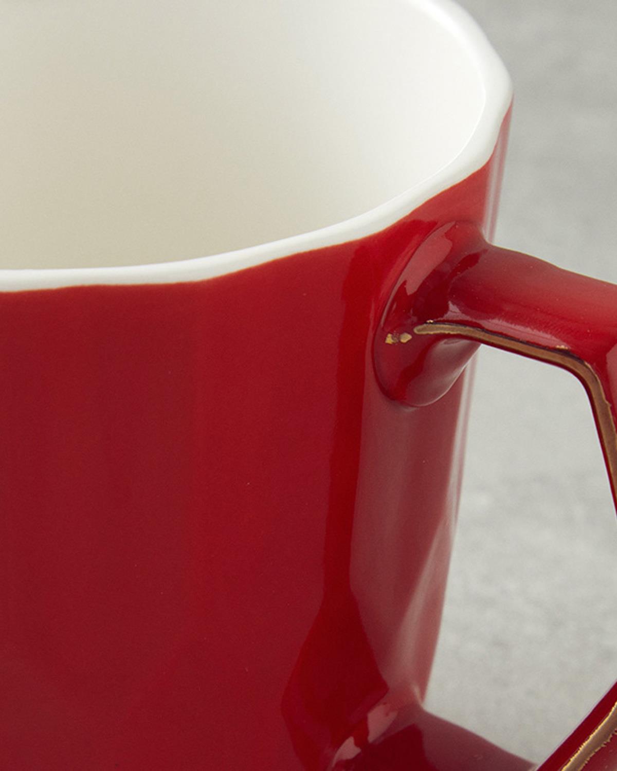 Hestia New Bone China Kupa 350 ml Kırmızı