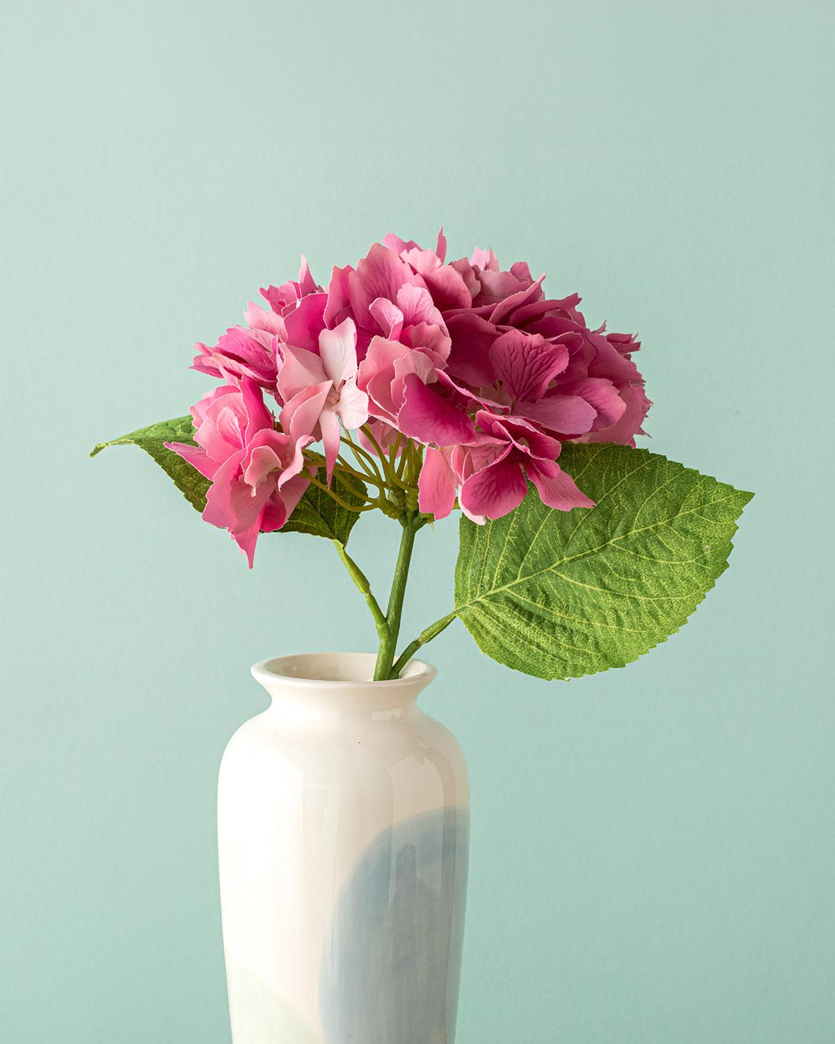 Hortensia Tek Dal Yapay Çiçek Açık Mor